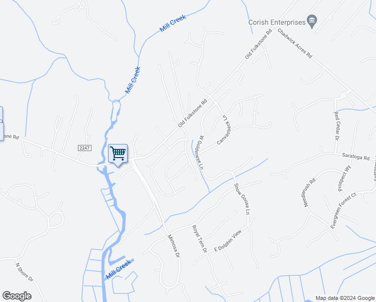 map of restaurants, bars, coffee shops, grocery stores, and more near 119 Regatta Way in Sneads Ferry