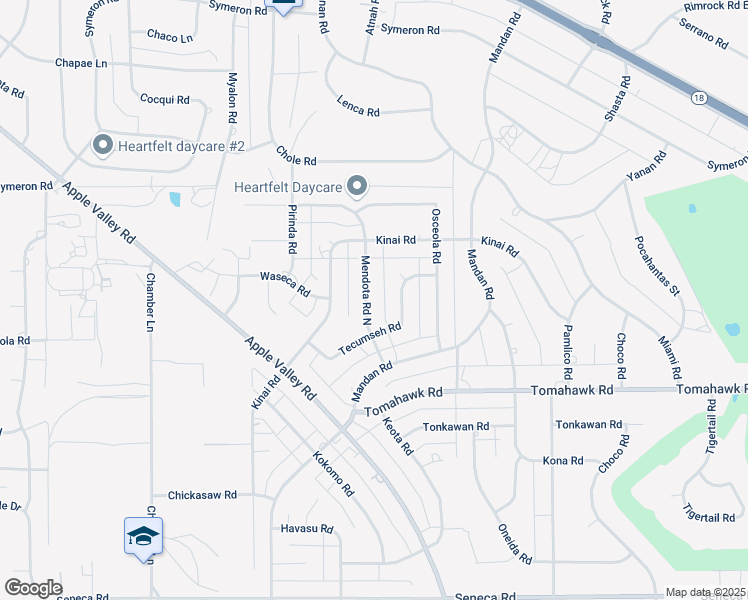 map of restaurants, bars, coffee shops, grocery stores, and more near 15081 Mendota Road North in Apple Valley