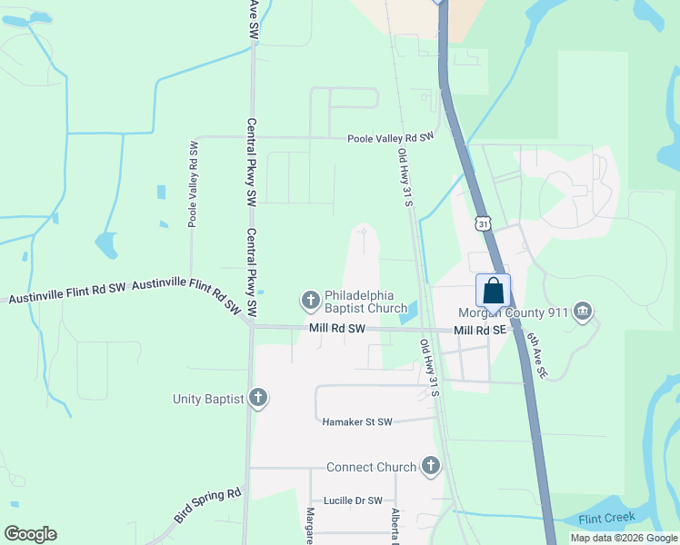 map of restaurants, bars, coffee shops, grocery stores, and more near 4119 Old Highway 31 in Decatur