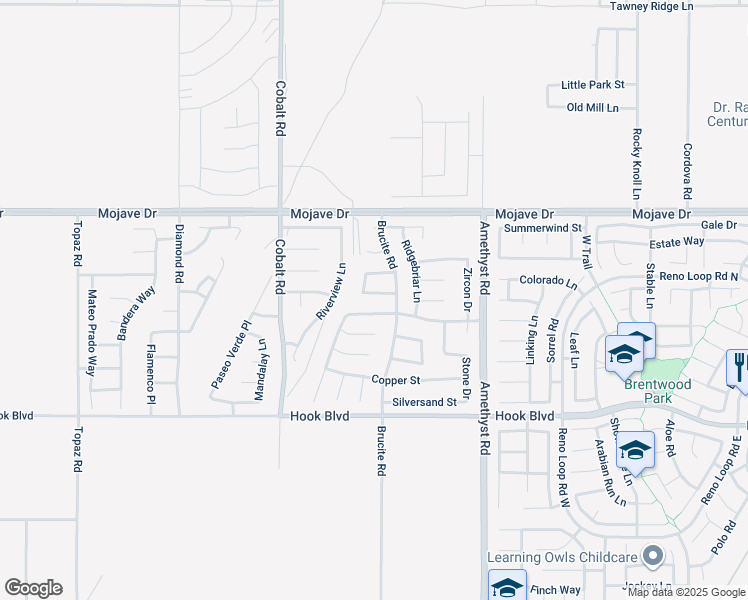 map of restaurants, bars, coffee shops, grocery stores, and more near 13461 Bramble Lane in Victorville