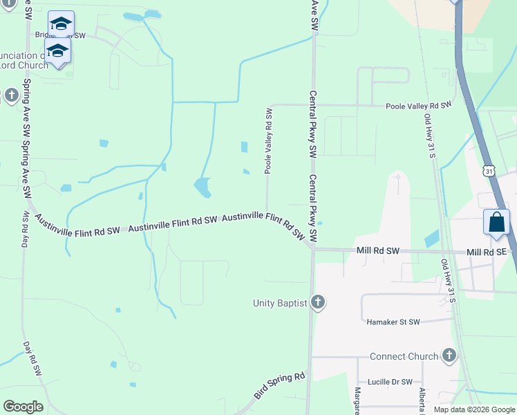 map of restaurants, bars, coffee shops, grocery stores, and more near 4219 Poole Valley Rd SW in Decatur