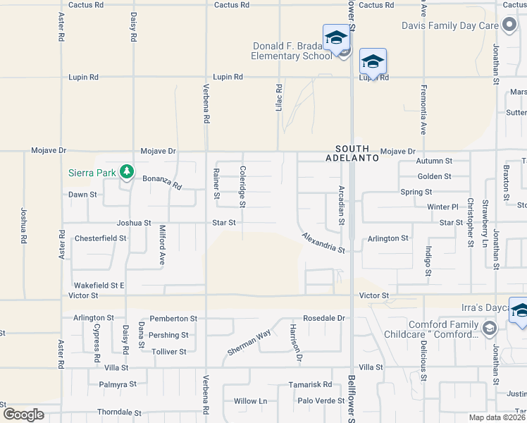 map of restaurants, bars, coffee shops, grocery stores, and more near 11023 Remington Court in Adelanto