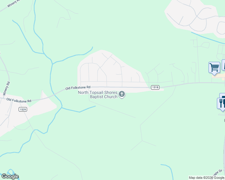 map of restaurants, bars, coffee shops, grocery stores, and more near 784 Old Folkstone Road in Sneads Ferry