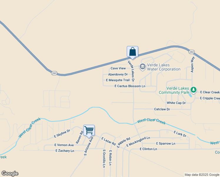 map of restaurants, bars, coffee shops, grocery stores, and more near 3333 East Cactus Blossom Lane in Camp Verde