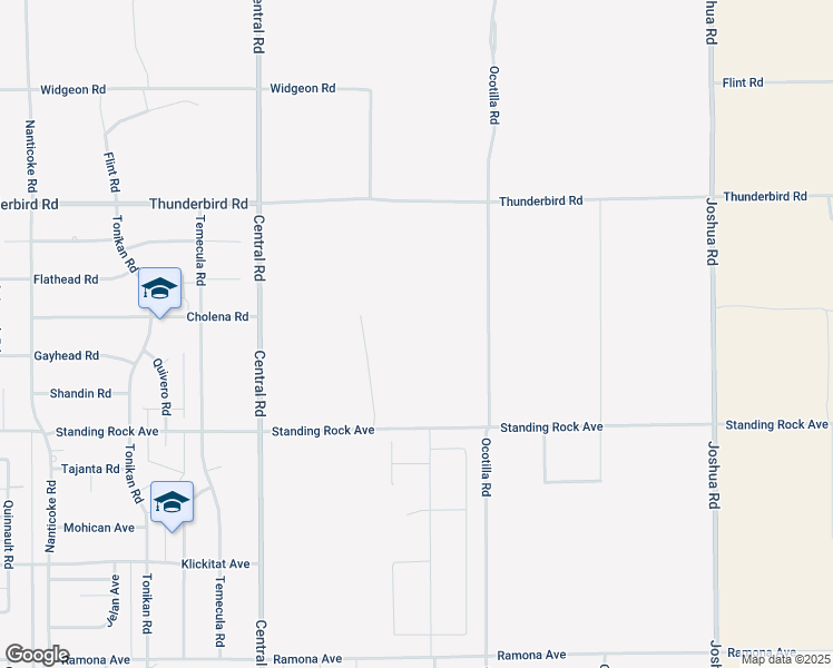 map of restaurants, bars, coffee shops, grocery stores, and more near Ocotilla Road in Apple Valley