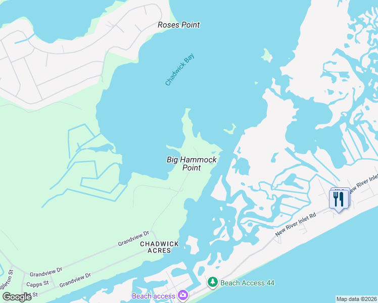 map of restaurants, bars, coffee shops, grocery stores, and more near 169 Big Hammock Point Road in Sneads Ferry