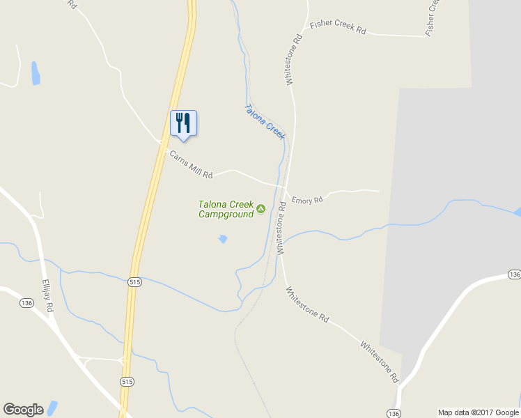 map of restaurants, bars, coffee shops, grocery stores, and more near 47 Carns Mill Road in Talking Rock