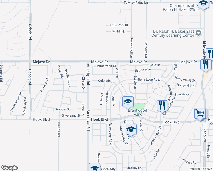 map of restaurants, bars, coffee shops, grocery stores, and more near 15145 Linking Lane in Victorville