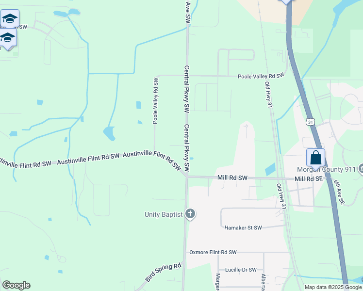 map of restaurants, bars, coffee shops, grocery stores, and more near 4302 Central Parkway Southwest in Decatur