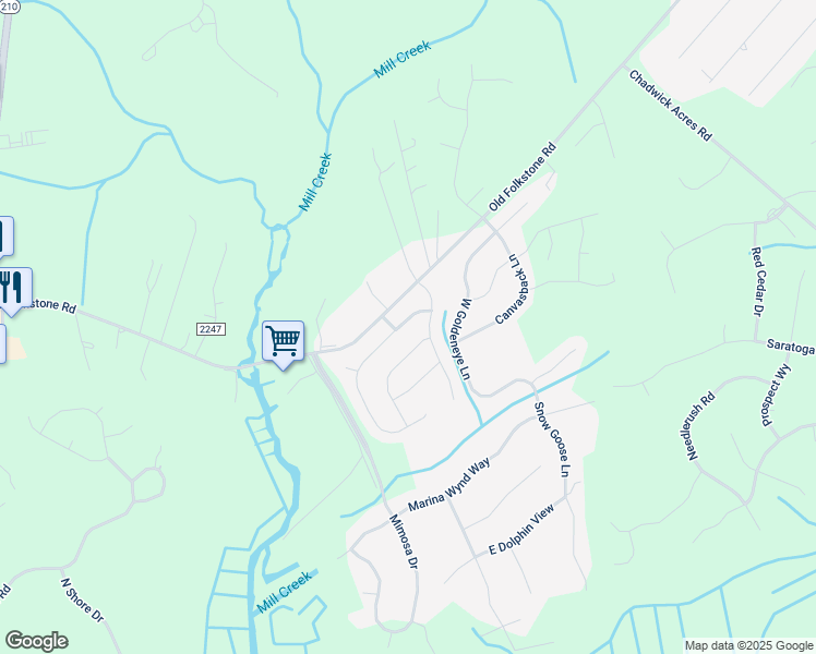 map of restaurants, bars, coffee shops, grocery stores, and more near 207 Sailor Street in Sneads Ferry
