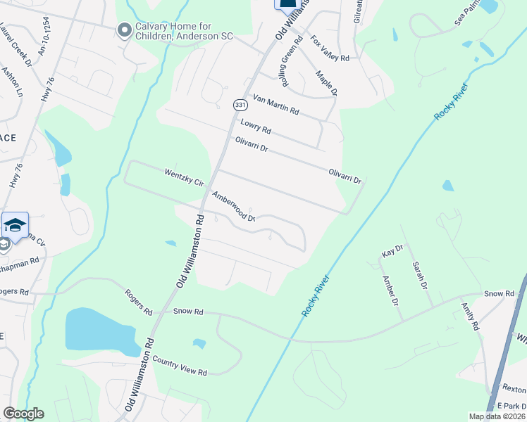 map of restaurants, bars, coffee shops, grocery stores, and more near 125 Amberwood Drive in Anderson