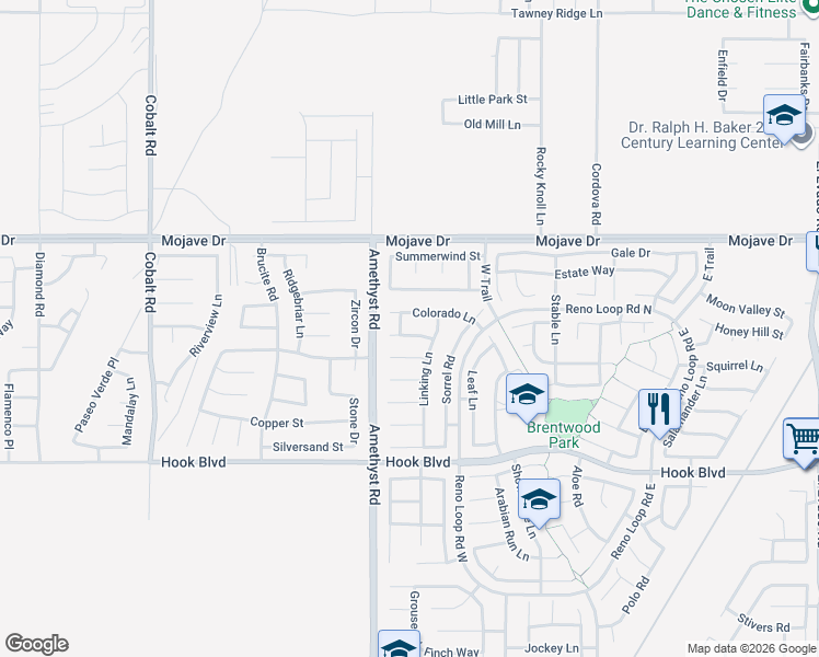 map of restaurants, bars, coffee shops, grocery stores, and more near 13760 Sahara Lane in Victorville