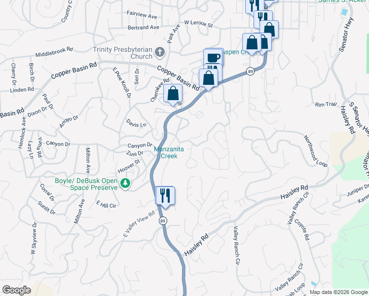 map of restaurants, bars, coffee shops, grocery stores, and more near 924 Buck Hill Road in Prescott