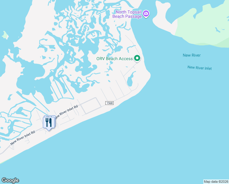 map of restaurants, bars, coffee shops, grocery stores, and more near 210 Oyster Lane in North Topsail Beach