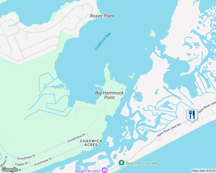 map of restaurants, bars, coffee shops, grocery stores, and more near 169 Big Hammock Point Rd in Sneads Ferry