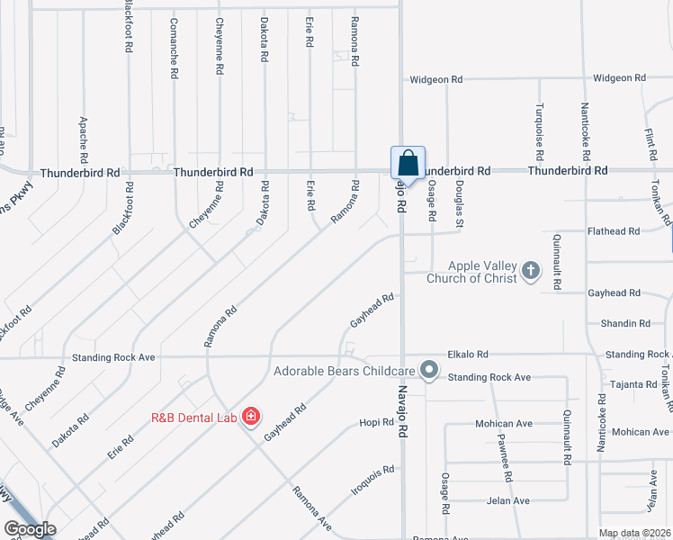 map of restaurants, bars, coffee shops, grocery stores, and more near 15070 Flathead Road in Apple Valley
