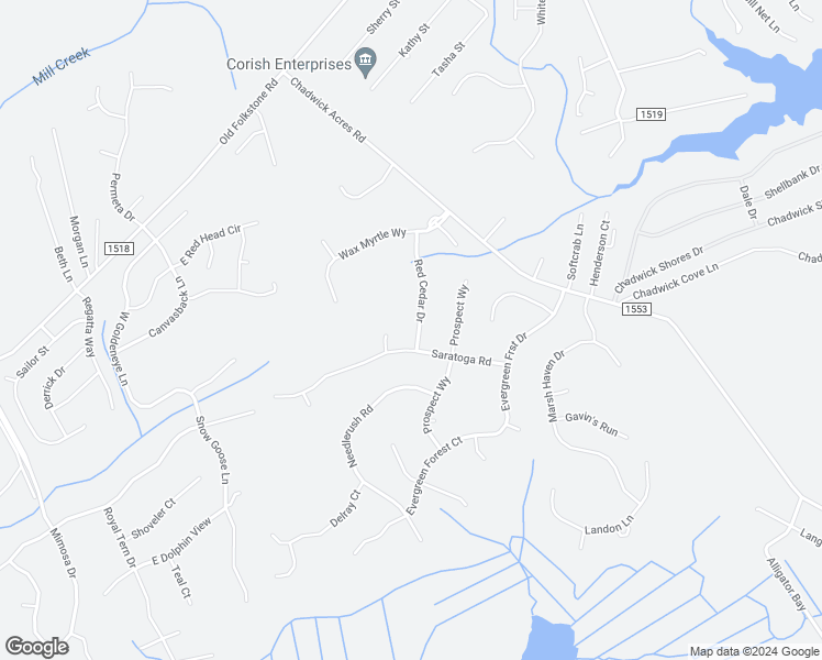 map of restaurants, bars, coffee shops, grocery stores, and more near 320 Red Cedar Drive in Sneads Ferry