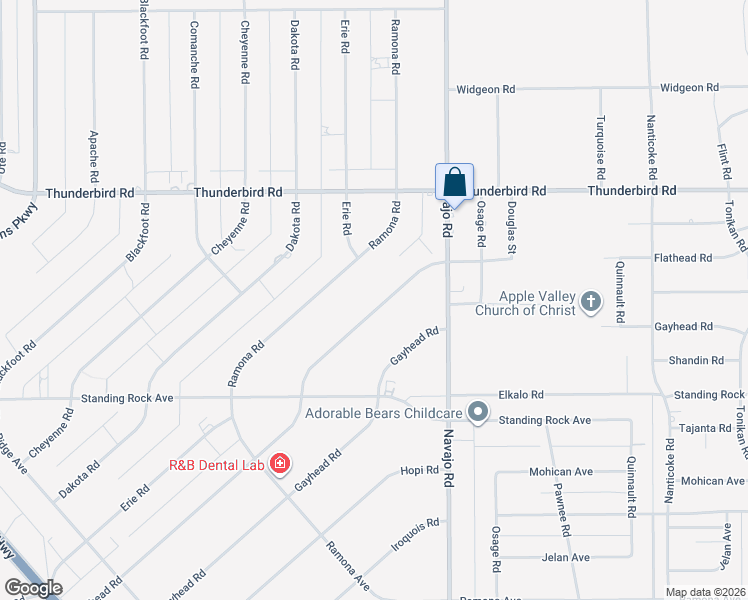 map of restaurants, bars, coffee shops, grocery stores, and more near 15070 Flathead Road in Apple Valley