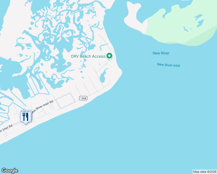 map of restaurants, bars, coffee shops, grocery stores, and more near 2364 New River Inlet Road in North Topsail Beach