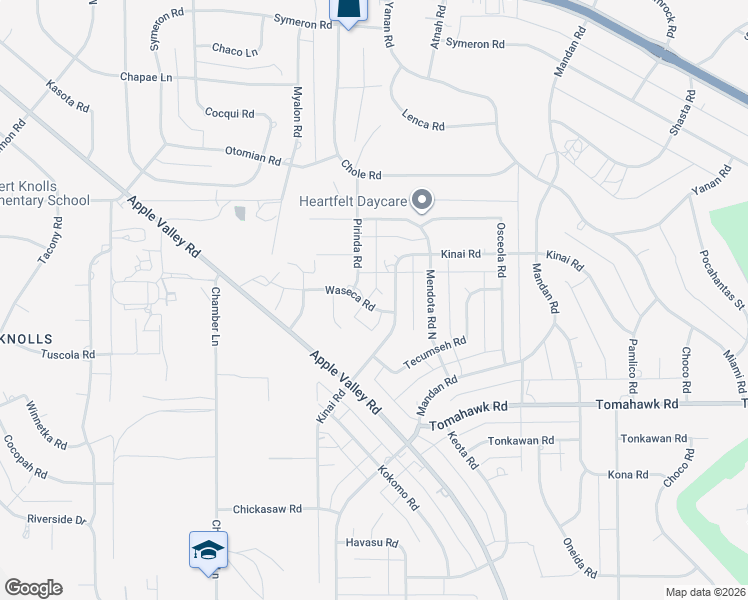 map of restaurants, bars, coffee shops, grocery stores, and more near 19010 Waseca Road in Apple Valley