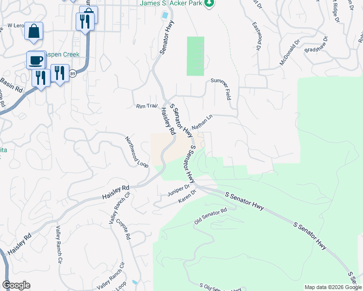 map of restaurants, bars, coffee shops, grocery stores, and more near 1020 South Senator Highway in Prescott