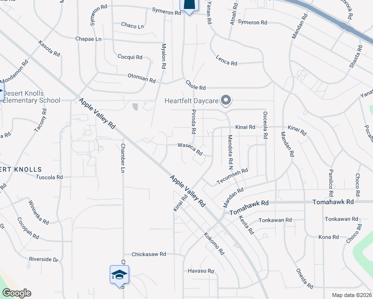 map of restaurants, bars, coffee shops, grocery stores, and more near 18947 Waseca Road in Apple Valley