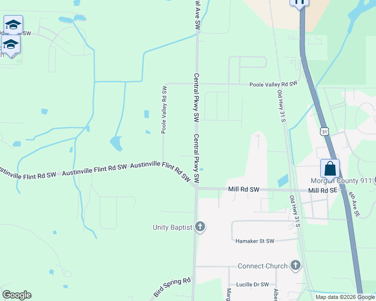 map of restaurants, bars, coffee shops, grocery stores, and more near 4302 Central Parkway Southwest in Decatur