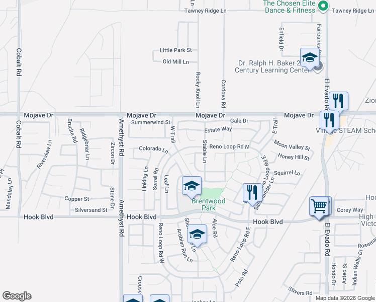 map of restaurants, bars, coffee shops, grocery stores, and more near 13969 Colt Court in Victorville