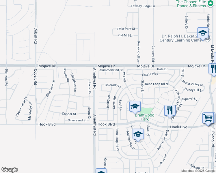 map of restaurants, bars, coffee shops, grocery stores, and more near 13760 Sahara Lane in Victorville