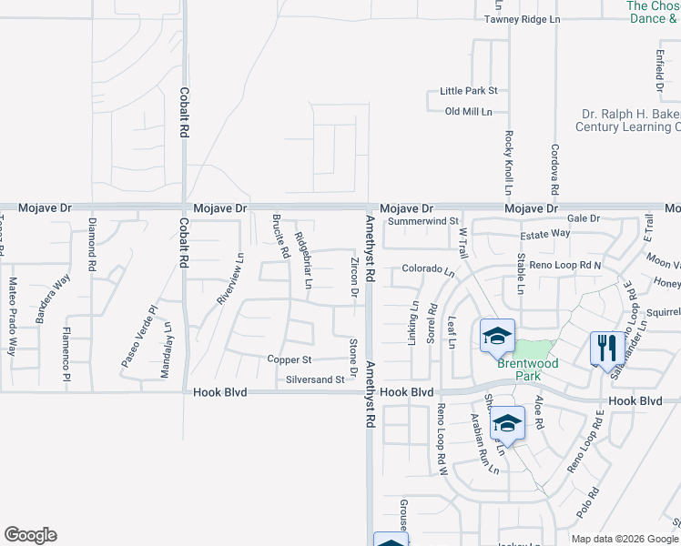 map of restaurants, bars, coffee shops, grocery stores, and more near 13628 Window Rock Court in Victorville