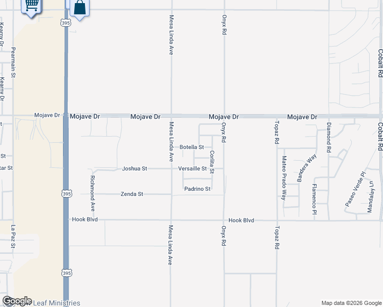 map of restaurants, bars, coffee shops, grocery stores, and more near 12605 Campana Street in Victorville