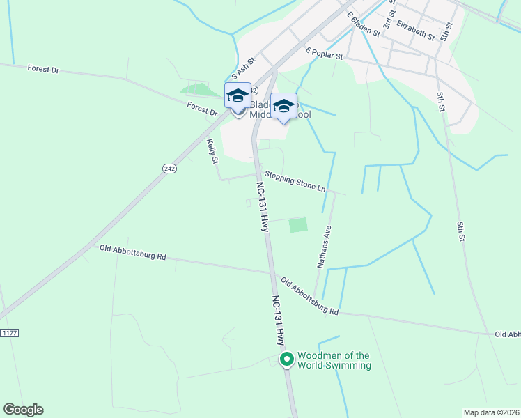 map of restaurants, bars, coffee shops, grocery stores, and more near 15572 North Carolina 131 Highway in Bladenboro