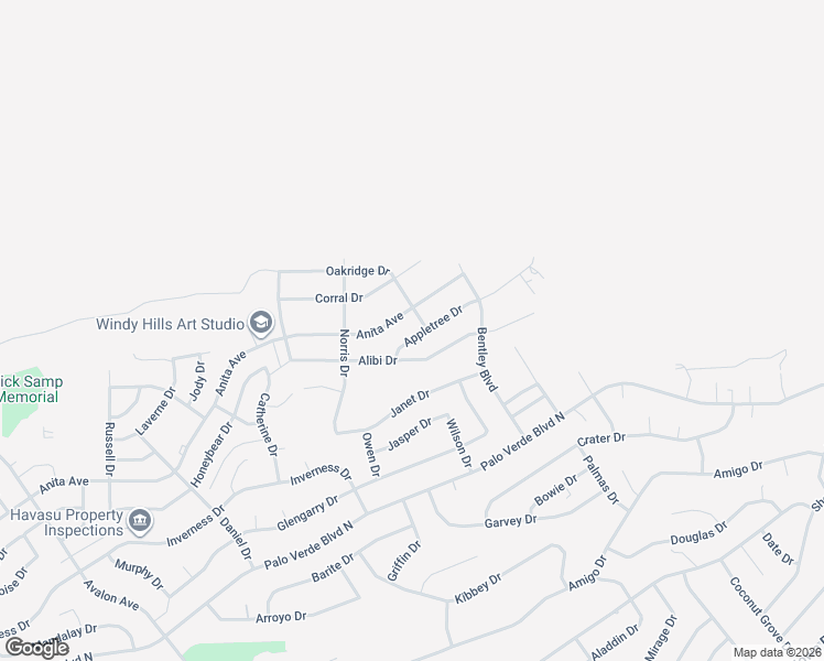 map of restaurants, bars, coffee shops, grocery stores, and more near 2830 Appletree Drive in Lake Havasu City