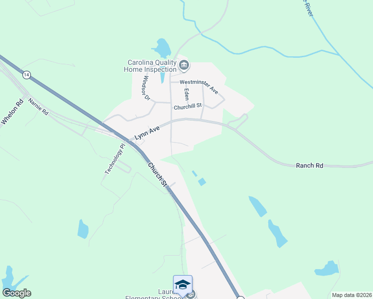 map of restaurants, bars, coffee shops, grocery stores, and more near 102 Lakeview Drive in Laurens