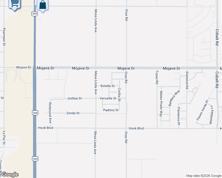 map of restaurants, bars, coffee shops, grocery stores, and more near 12605 Campana Street in Victorville