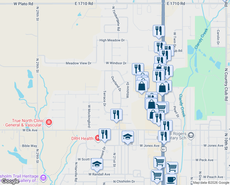 map of restaurants, bars, coffee shops, grocery stores, and more near 1715 Brookline Drive in Duncan
