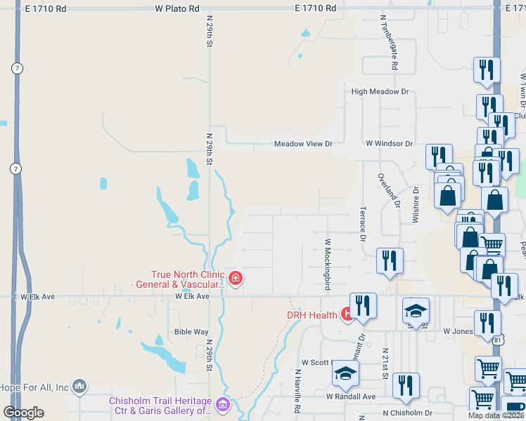 map of restaurants, bars, coffee shops, grocery stores, and more near 2410 West Mallard Drive in Duncan