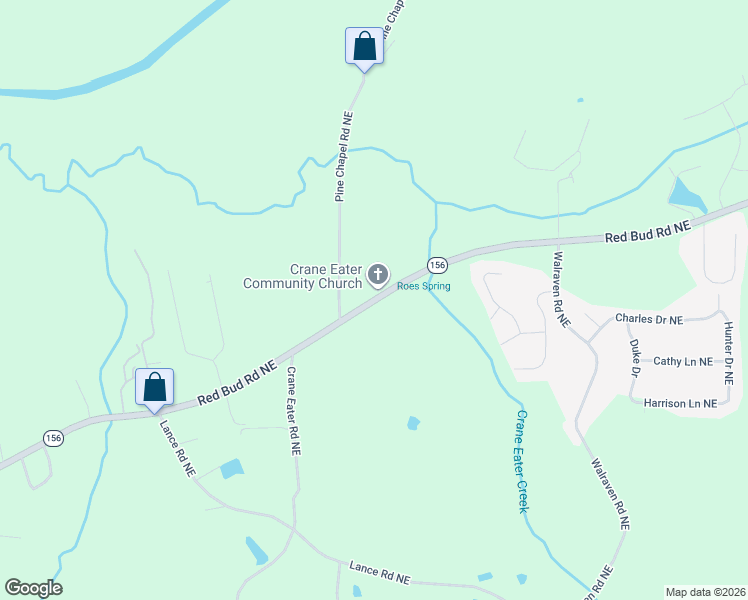map of restaurants, bars, coffee shops, grocery stores, and more near 2497 Red Bud Road Northeast in Calhoun