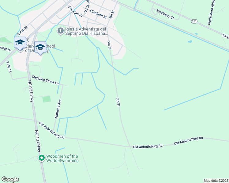 map of restaurants, bars, coffee shops, grocery stores, and more near 879 5th Street in Bladenboro