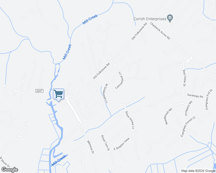 map of restaurants, bars, coffee shops, grocery stores, and more near 346 West Goldeneye Lane in Sneads Ferry