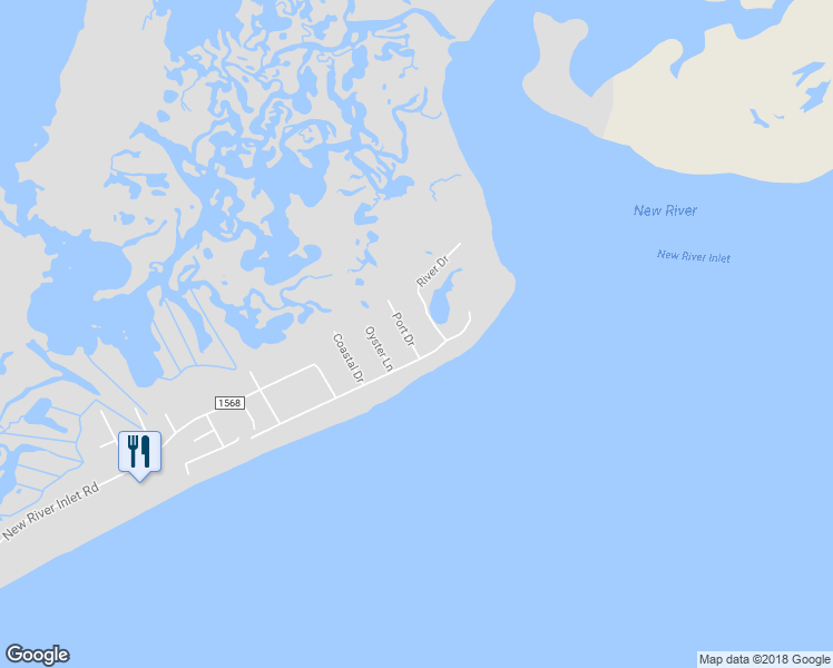 map of restaurants, bars, coffee shops, grocery stores, and more near 210 Port Drive in North Topsail Beach