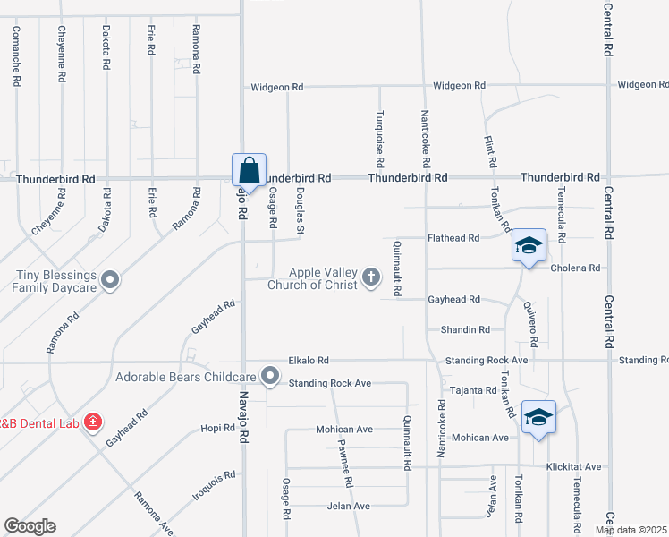 map of restaurants, bars, coffee shops, grocery stores, and more near Pawnee Road in Apple Valley