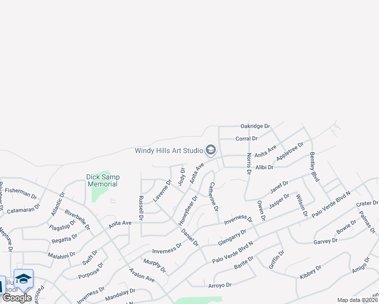 map of restaurants, bars, coffee shops, grocery stores, and more near 1671 Laverne Lane in Lake Havasu City