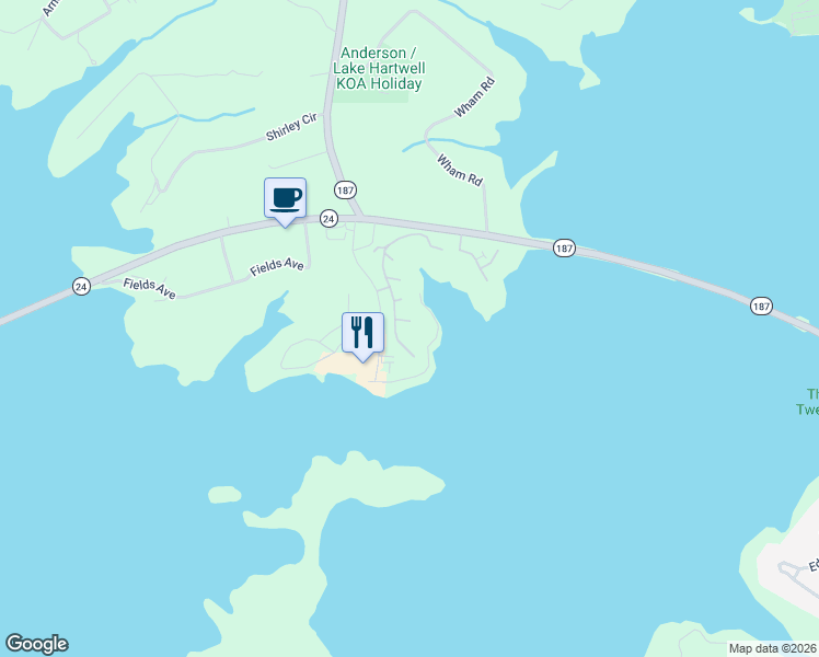 map of restaurants, bars, coffee shops, grocery stores, and more near 259 Windjammer Way in Anderson