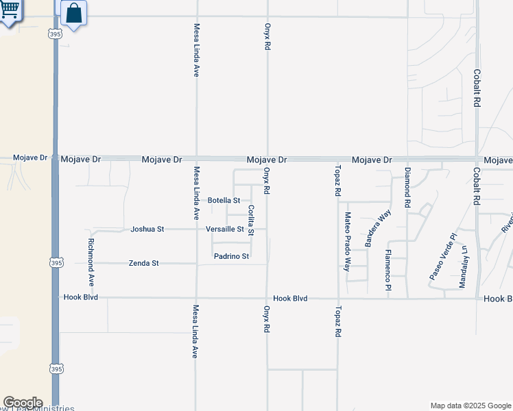 map of restaurants, bars, coffee shops, grocery stores, and more near 15095 Corlita Street in Victorville