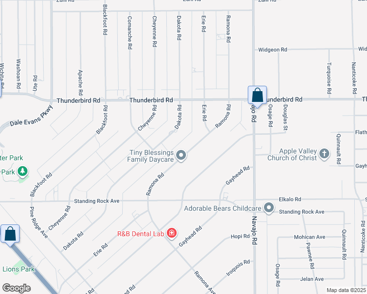 map of restaurants, bars, coffee shops, grocery stores, and more near 15090 Ramona Road in Apple Valley