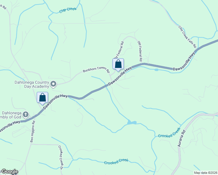 map of restaurants, bars, coffee shops, grocery stores, and more near 110 Pig Ridge Road in Dahlonega