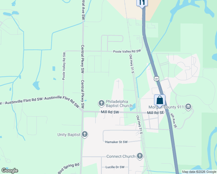 map of restaurants, bars, coffee shops, grocery stores, and more near 4119 Old Highway 31 Southwest in Decatur
