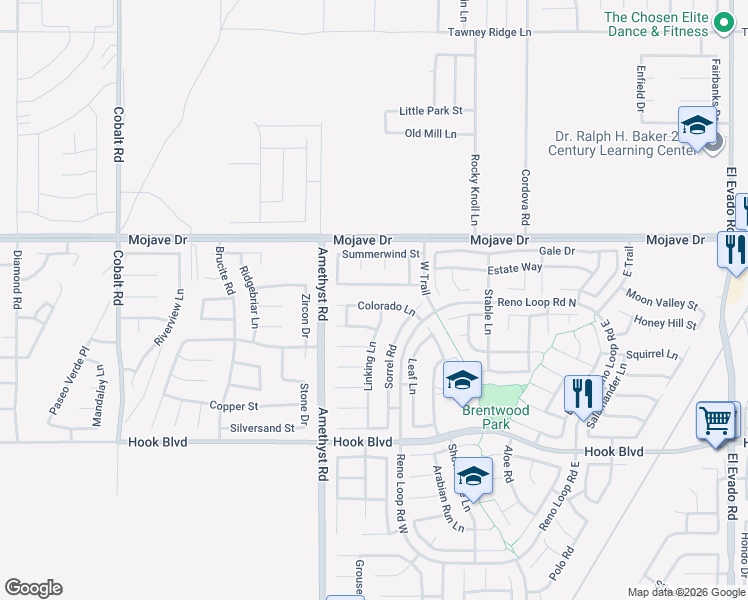 map of restaurants, bars, coffee shops, grocery stores, and more near 13830 Sunshine Terrace Street in Victorville