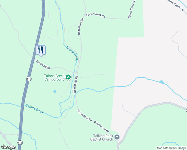 map of restaurants, bars, coffee shops, grocery stores, and more near Emory Road in Talking Rock